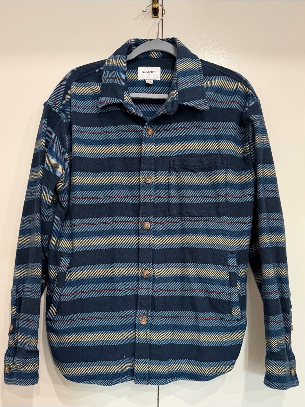 Goodfellow & Co Navy and Light Blue Striped Shacket